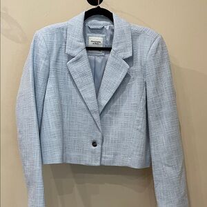 Abercrombie & Fitch Light Blue Textured Cropped Blazer